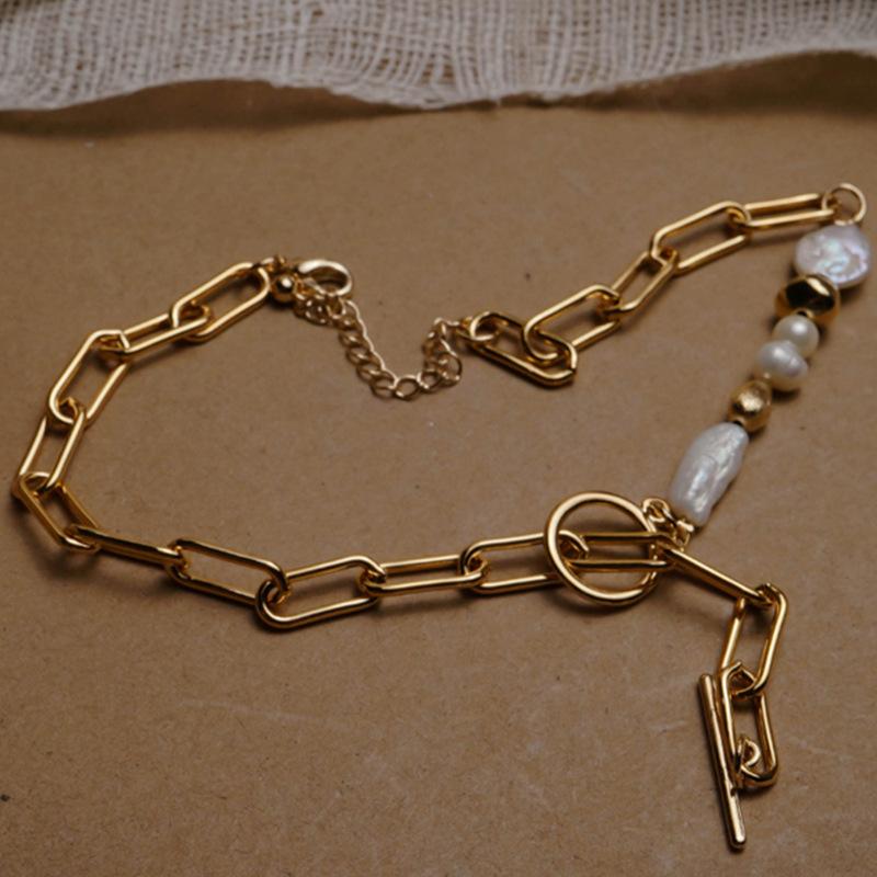 Meier Baroque irregular freshwater pearl necklace - vintage new autumn/winter fashion sweater accessory золотой