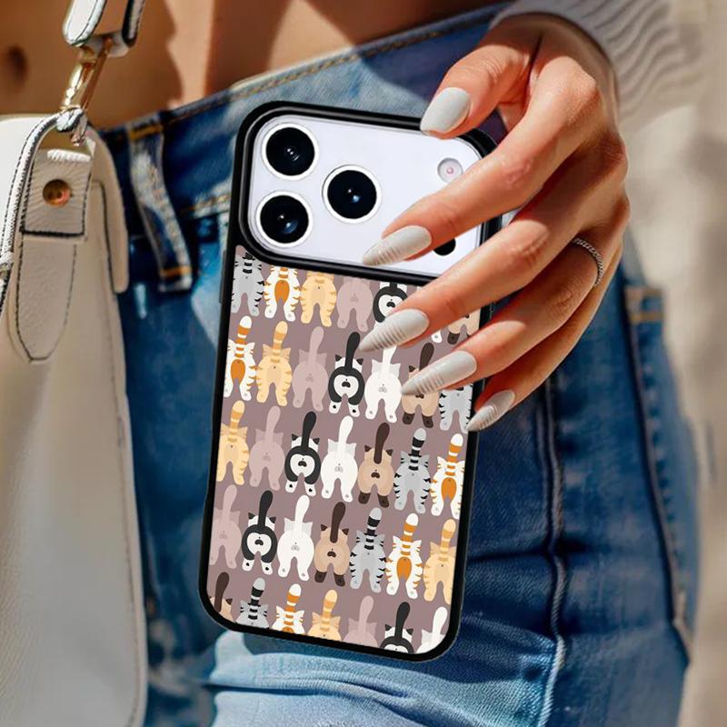 Funny Cartoon Cat Phone Case For iPhone 17 Air 14 15 13 12 Max Cover For Apple 14 15 16 16e 11 Pro Max Plus Coque
