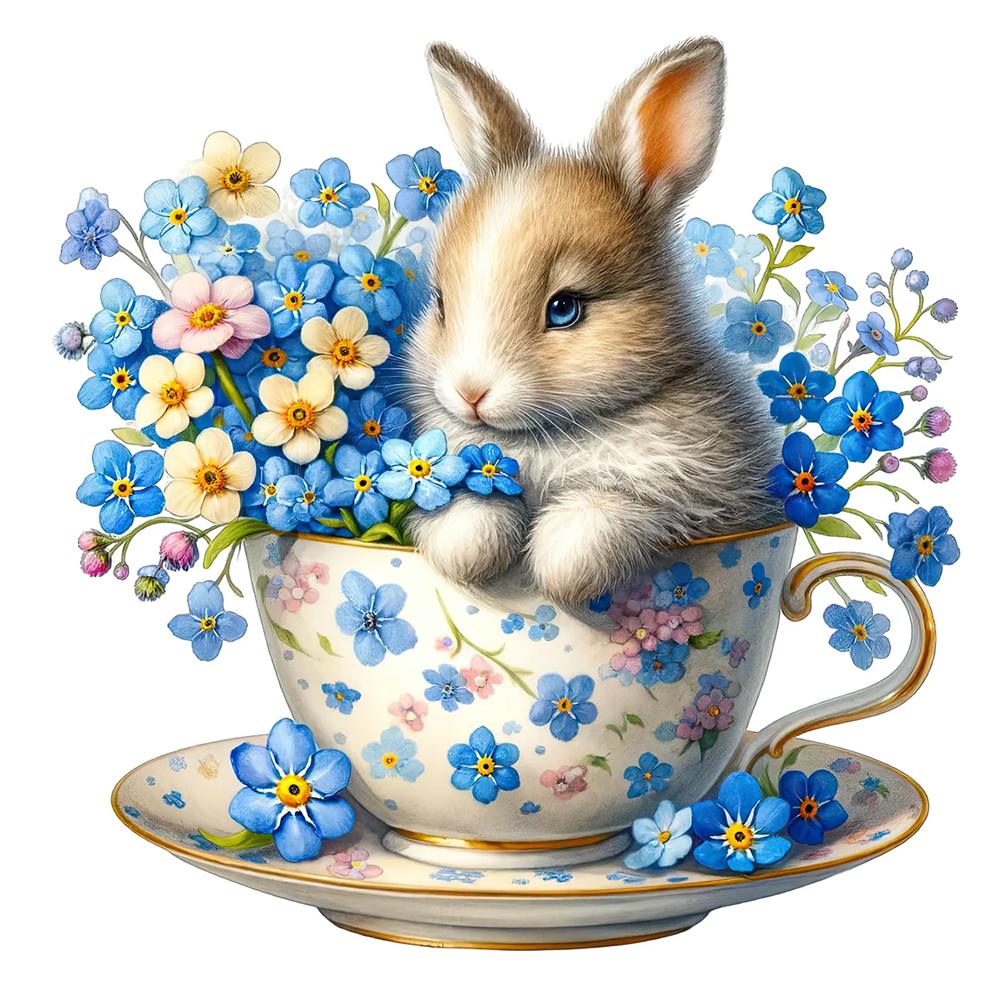 Králík a květiny 5D DIY sada malování diamantovými kamínky s plným vrtákem (kulaté) pro domácí dekoraci