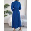 GMXIA Autumn and Winter Casual Lapel Button Long-sleeved Waist-cinching Pleated Long Dress Women's Clothing