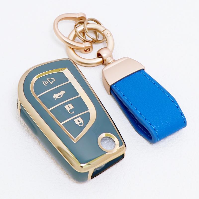 Auto Shell Holder Protector Fob For Toyota Highlander Camry RAV4 Aygo Yaris Keychain 4 Button Soft TPU Car Flip Key Cover Case