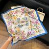 Silk scarf women's spring and autumn decoration versatile ins simple style striped square scarf streamer simulation silk fashion scarf scarf scarf