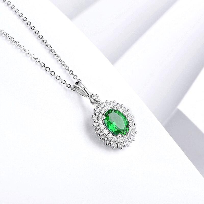 Halskette mit Anhänger aus 100 % 925er-Sterlingsilber, 18 Karat vergoldet, Diamant-Smaragd-Anhänger für Damen, Edelstein-Edelschmuck-Halskette