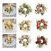 Candle Ring Candleholder Decoration Ornament Artificial Flowers Wreath Candlestick Holder for Tabletop Wedding Front Door