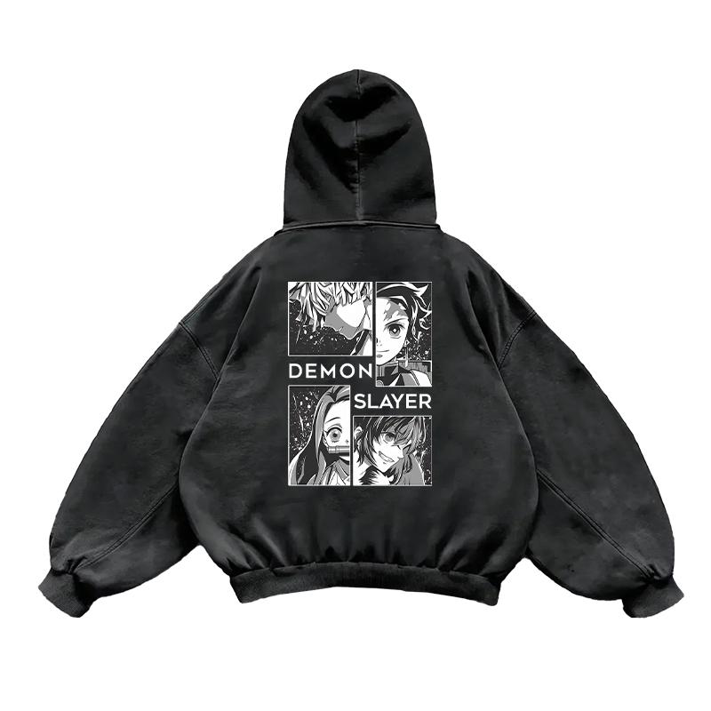Mikina Demon Slayer Anime s potiskem Tanjirou a Nezuko Pánská Dámská Manga Mikiny Praná Bavlna Streetwear Harajuku Pulovr