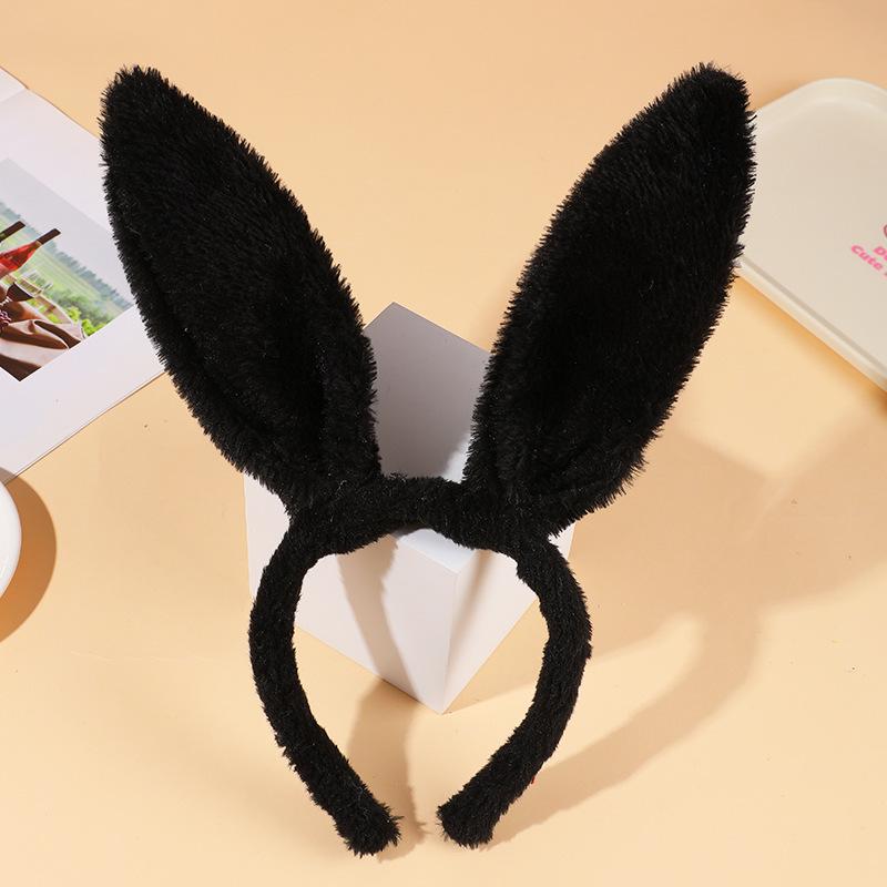 Bendable Easter Bunny Ear Plush Headband Hair Tie for Parties One Size