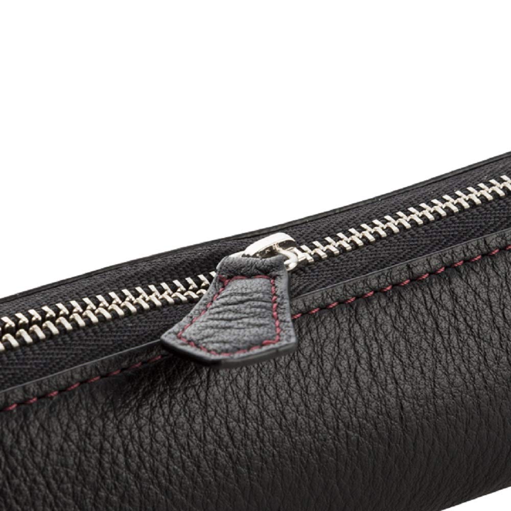 SPAD YAK Leather Pencil Case Zipper Black X Wine