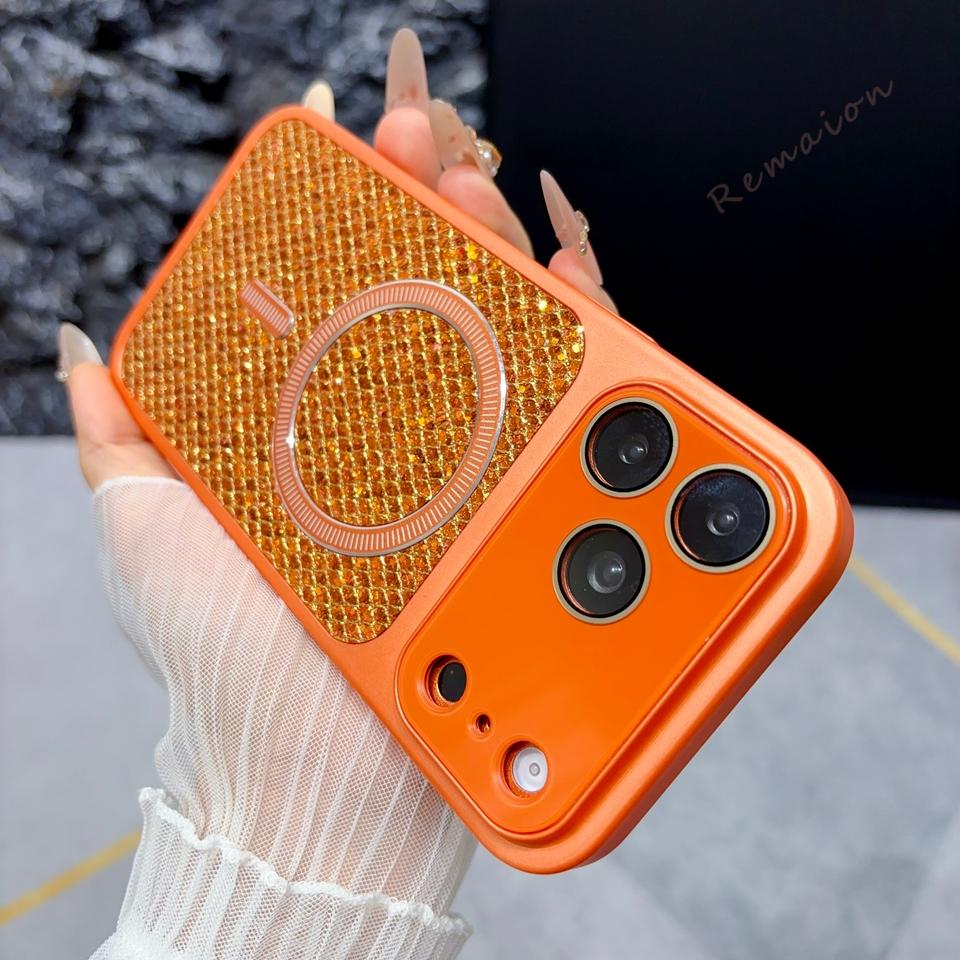 Glitter Official Magnetic Phone Case For For Iphone 1 14 16 17 Pro Max 17Pro Max Bling Bling Shockproof Protector Cover