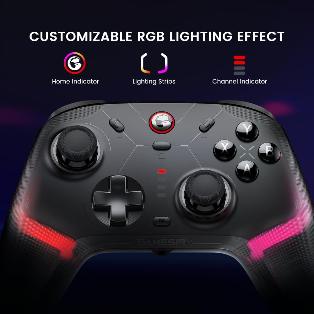 GameSir Controller Cyclone 2 Piese cu Buclă TMR Rată de Interogare 1000Hz Micro Switch cu Efect Hall Giroscop Comutator 2 Moduri Sleep Wake Pro RGB Mapabil Încărcare Spate 2 Jocuri