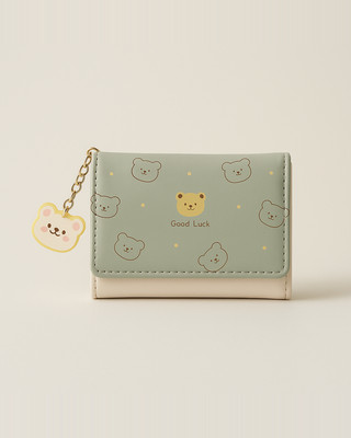Dámská móda Krátká peněženka na mince Ženy Krátká Tenká korejská verze Roztomilý kreslený medvěd Dámy Malá peněženka Studentská peněženka se třemi