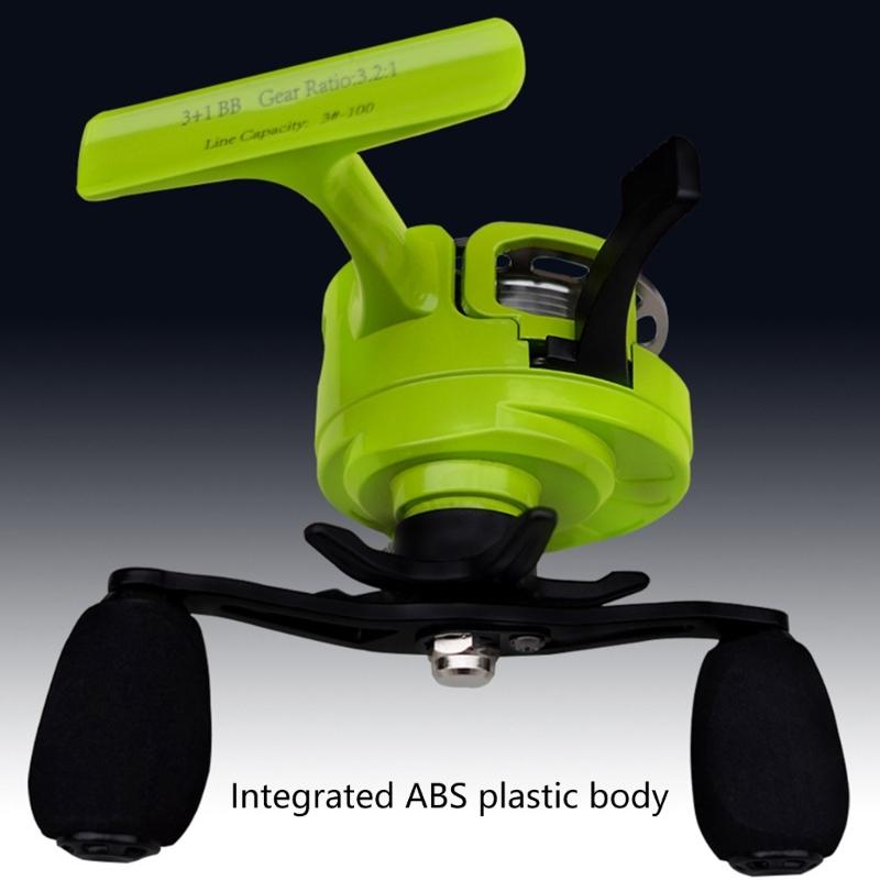 Angelausrüstung Inline Eisangelrolle mit Metallspule und 3+1 Kugellagern Inline Freilauf Eisangelrolle mit großer Spule