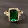 Green Cubic Zirconia Gold Color Rings for Women Wedding Anniversary Party Elegant Female Accessories Fancy Mother's Gift