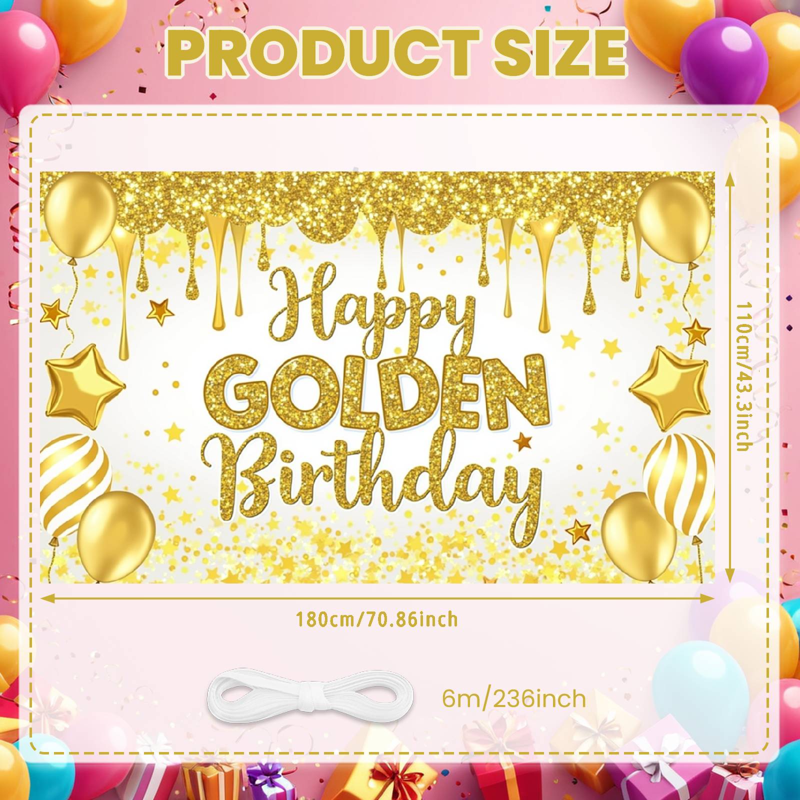 

Golden Birthday Banner Shiny Glitter Banner Happy Golden Birthday Banner Festive For Family Gathering Birthday Party Indoor