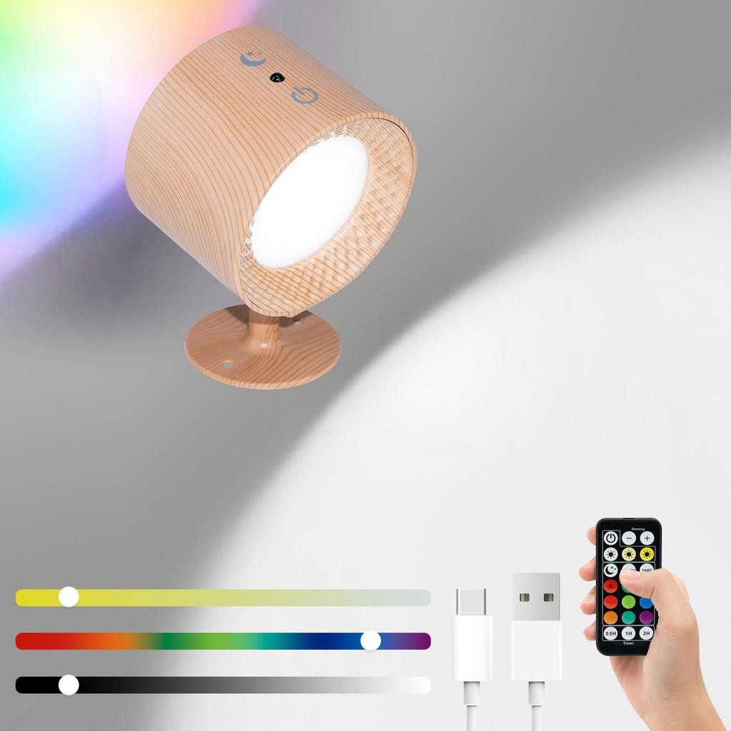 2024 Innovative USB Rechargeable Magnetic Wall Lamp with Remote Control - Three-Color Dimmable Night Light