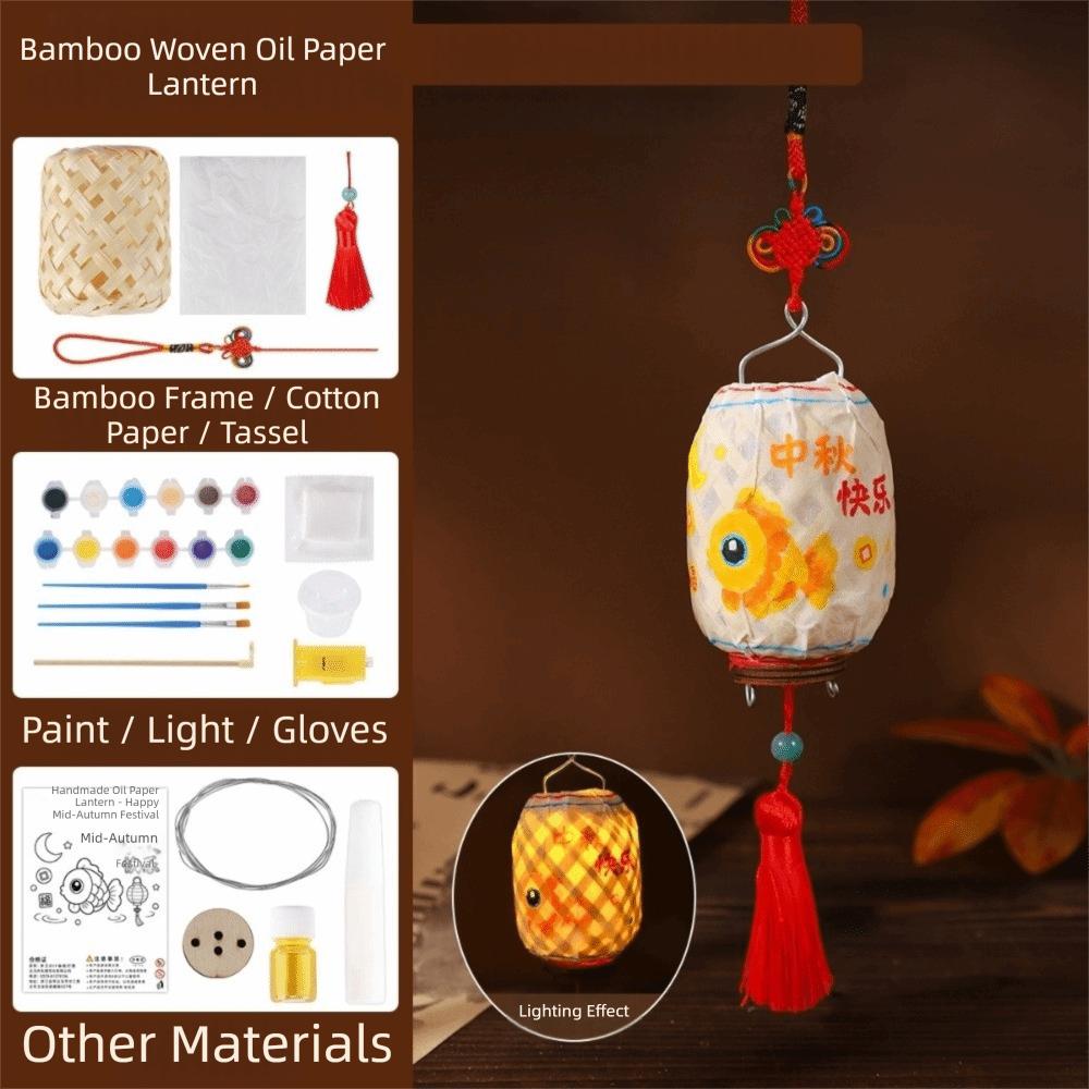 Bamboo Weaving Cage Mid-Autumn Festival Lantern Bamboo Portable Lantern  Home Decoration