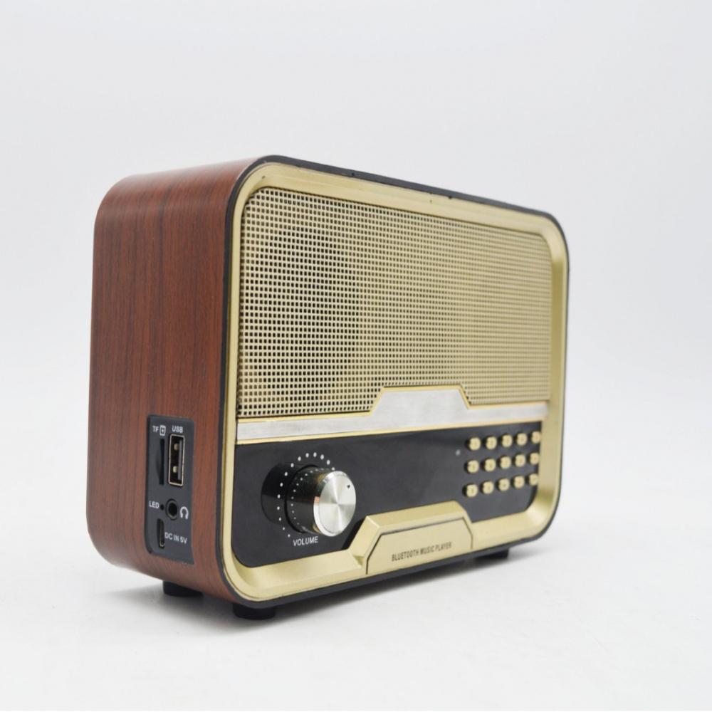 Radio FM Vintage Wood Grain, wejście TF/USB, gniazdo słuchawkowe, wyświetlacz cyfrowy