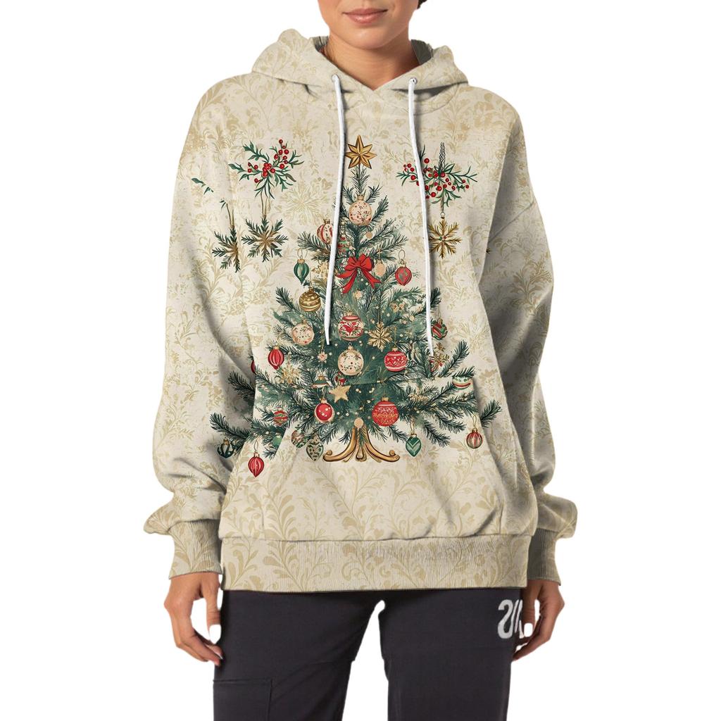 Women's Fashion Casual Hooded Loose Printed Long Sleeve Sweatshirt