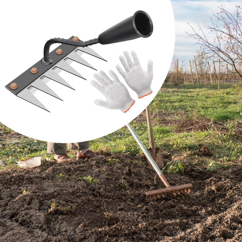 Garden Hoe Weeding Rake Manual Weeder Tool Handheld Hand Heavy Duty Weeds Puller Remover