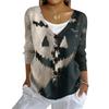 Women's Fashion Casual Knit Sweater Button-Up Halloween Printed  Cardigan Jacket