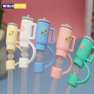 5PCS Large Diameter 10mm Straw Cap Color Silicone Leakproof Plug Ice Bullock Accessories Dust Cup Straight Bends Are Available