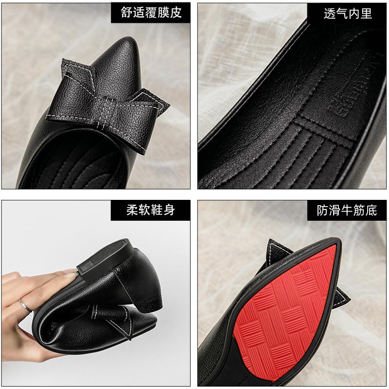 Fashion Flat Shoes for Women Spring Autumn New Casual Flat Pointed Fashion Bow Outdoor Flat Shoes for Women Ladies Shoes Plus Size 42 43