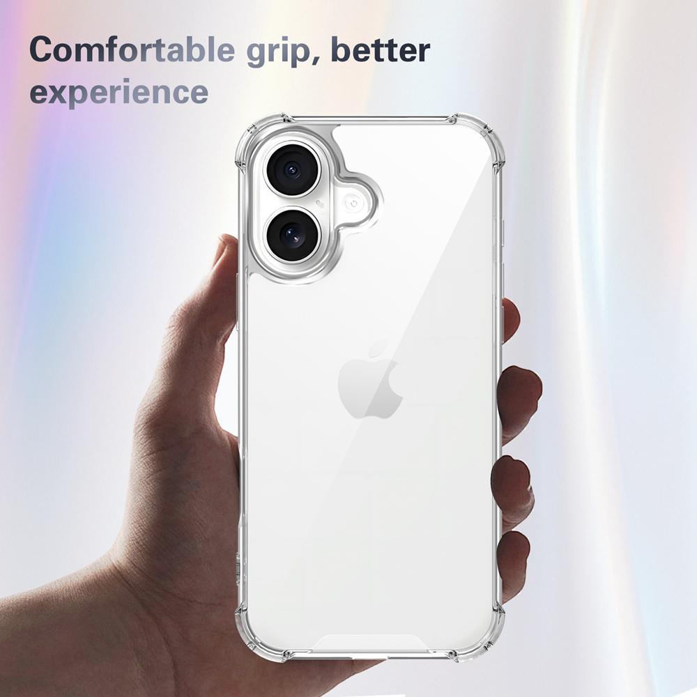 KEYSION Vier-Ecken Stoßfest Transparente Hülle für iPhone 12 13 14 15 16 Pro Max 16e Plus Weiches TPU+PC Klare Handyhülle