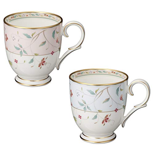 Noritake Mugs (Color-Changing Pair Set) 320cc, Floral Print, Pink and Blue Bone China, P50755A/4409-56