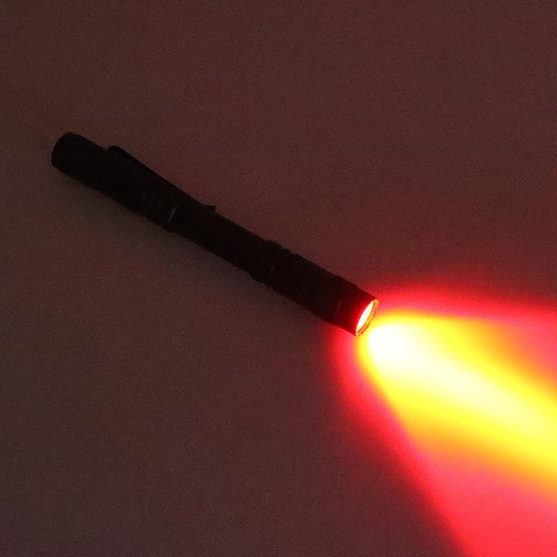 1 Piece Red Light Flashlight For Camping Hiking Animal Protecting Beekeeping Detecting Aviation Night Vision Penlight One Mode