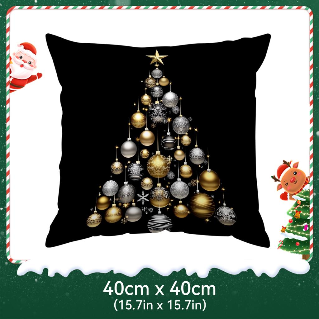 Black Gold Christmas Theme Pillowcase Bedroom Cushion Cover 100% Polyester Living Room Cushion Pillowcase Home Decor