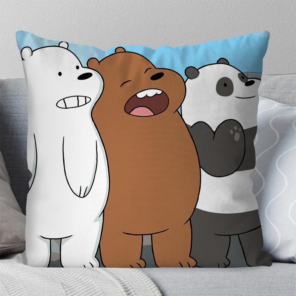 We B-Bare B-Bears Cartoon Fairy Tales Pillow Case Square Pillow Bedroom Sofa Leisure ComfortCarLiving Room Home Decoration 40X40