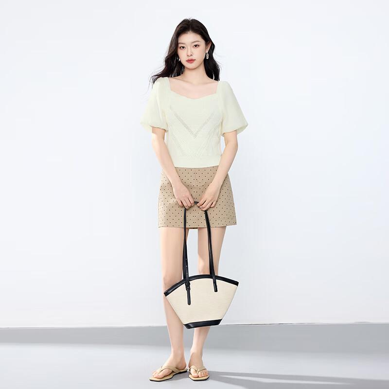JOY SPEAKER 2025 Summer Square Neck Knit Top