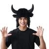 Funny Bull Horn Hat for Halloween Party Winter Earflaps Hat Windproof Coldproof Unisex Headwear For Outdoor Activity