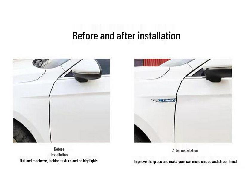 Hyundai Reina Metal Bright Side Fender Decal – Custom Car Logo Decoration