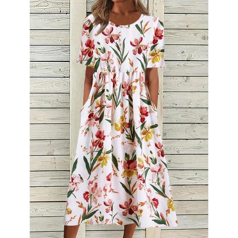 BITCED Fashion Summer Spring Short Sleeve O-Neck Casual Dresses
