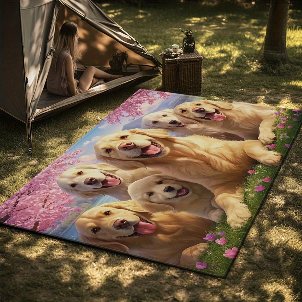 Golden retriever dog family print crystal velvet rug cute pet lovers home decor animal themed floor mat for living room sofaarea
