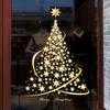 Goldener Weihnachtsbaum Fensteraufkleber - Wiederverwendbare statische Haftfolie für Glas, Wände & Türen