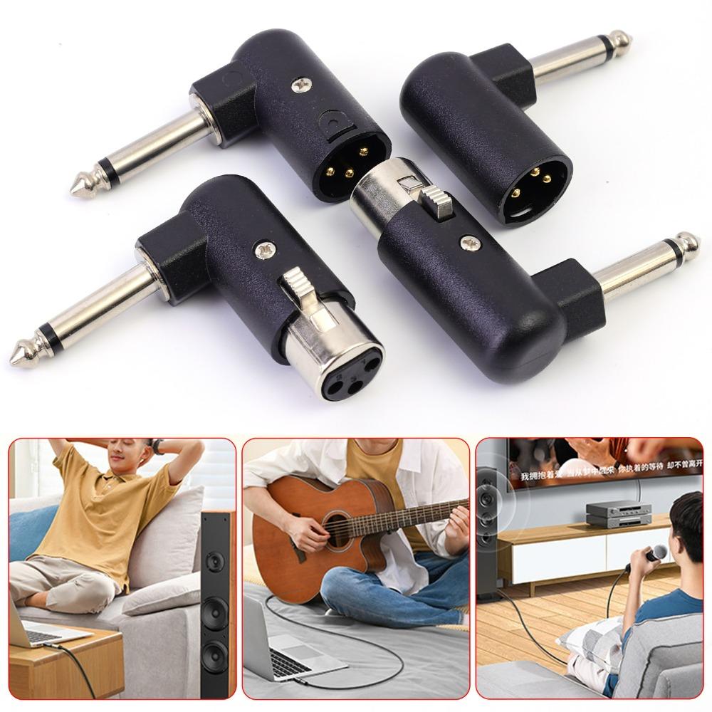 1/2/4/6PCS 3Pin XLR Female Male To 1/4"/6.35 Mm Angle Adapter Connector for Headphone Microphone Power Amplifier Guitar Speakers