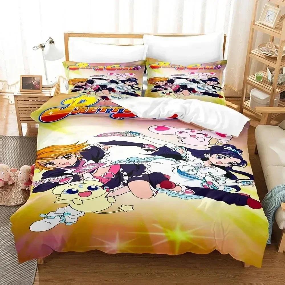 Anime Pretty Cure Kids Adult Fashion Printed Bed Set Duvet Cover Pillowcase Bedding Set Linen Sheet Quilt Cover Queen King Size