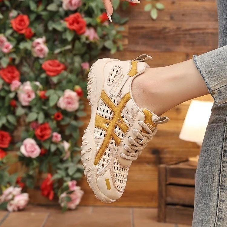 2025 New Summer Breathable Versatile Casual Sports Shoes Lightweight Dad Shoes Dexun Forrest Gump Shoes Hollow Sandals Women