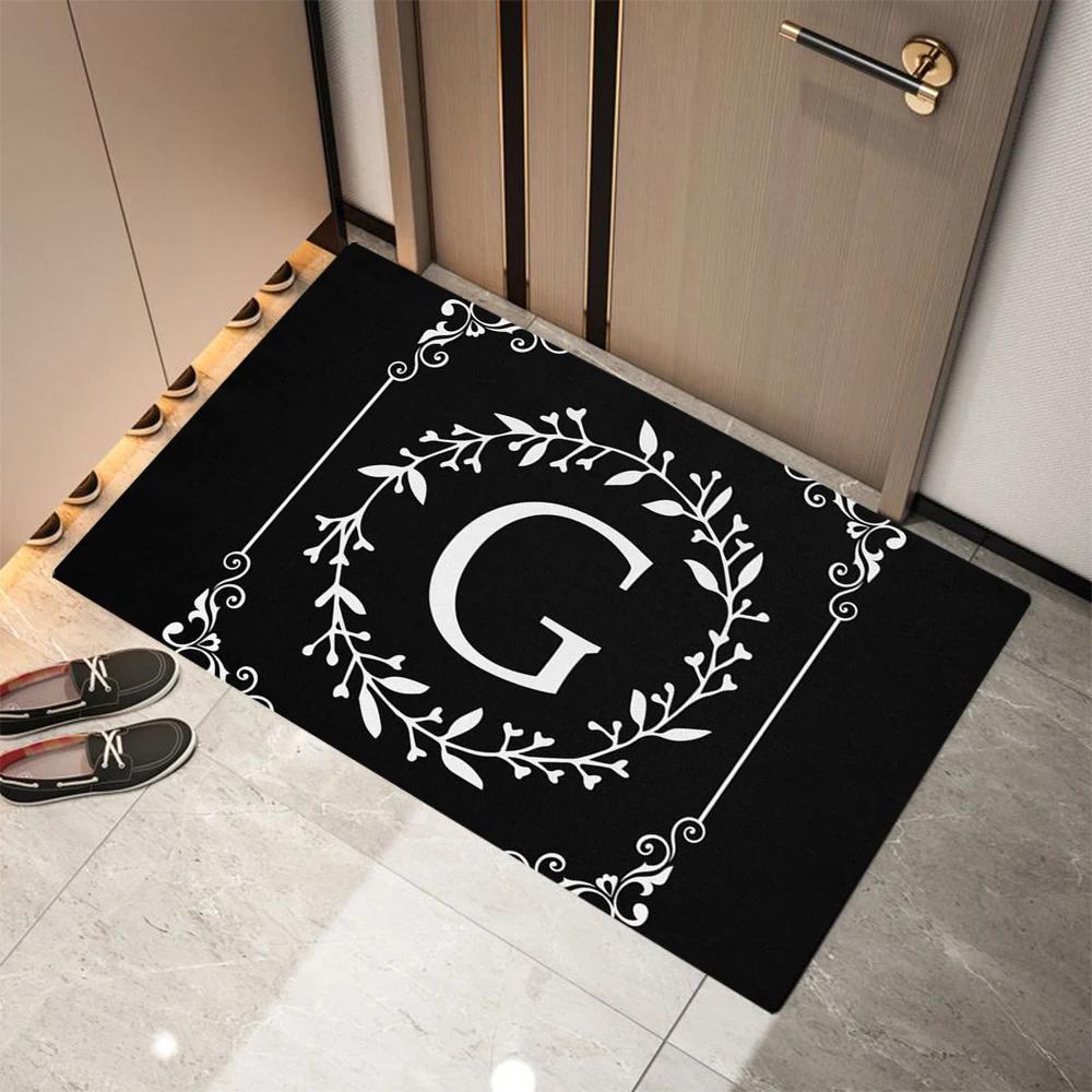 Monogram Letter CWelcome Doormat Non-Slip Machine Washable Carpet for Living Room Bedroom Bathroom Kitchen and Laundry Rug
