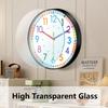 Kids Educational Wall Clock Color 12/24H Dial Non-Ticking Quartz Movement Wall Decor for School Classroom Kids Bedroom  Playroom