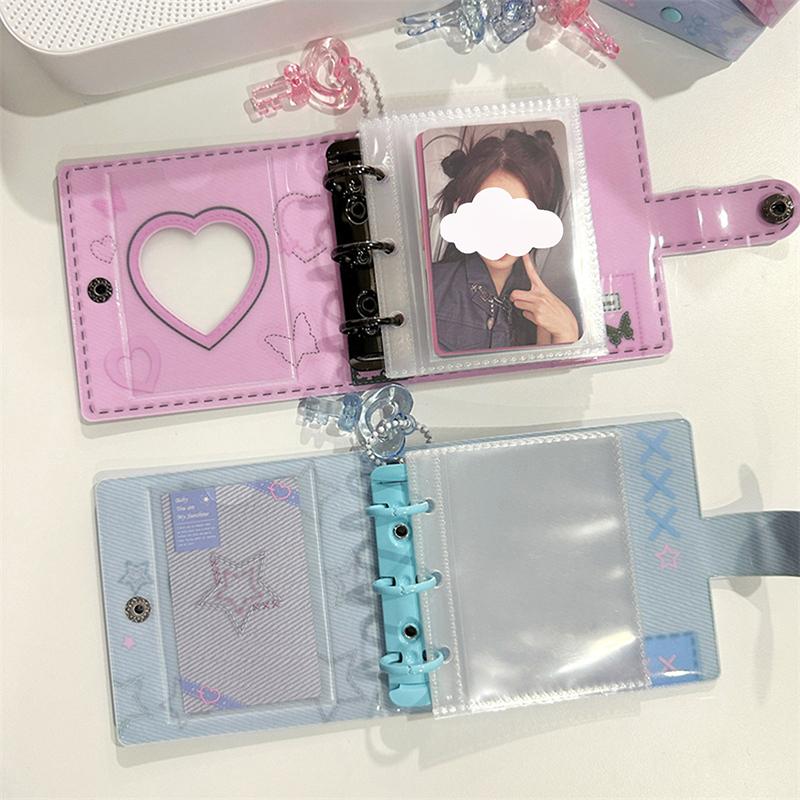 Sweet Lace Denim Style Mini Card Album Portable 3 Inch Photocard Binder Detachable Loose-Leaf Small Card Storage Bag
