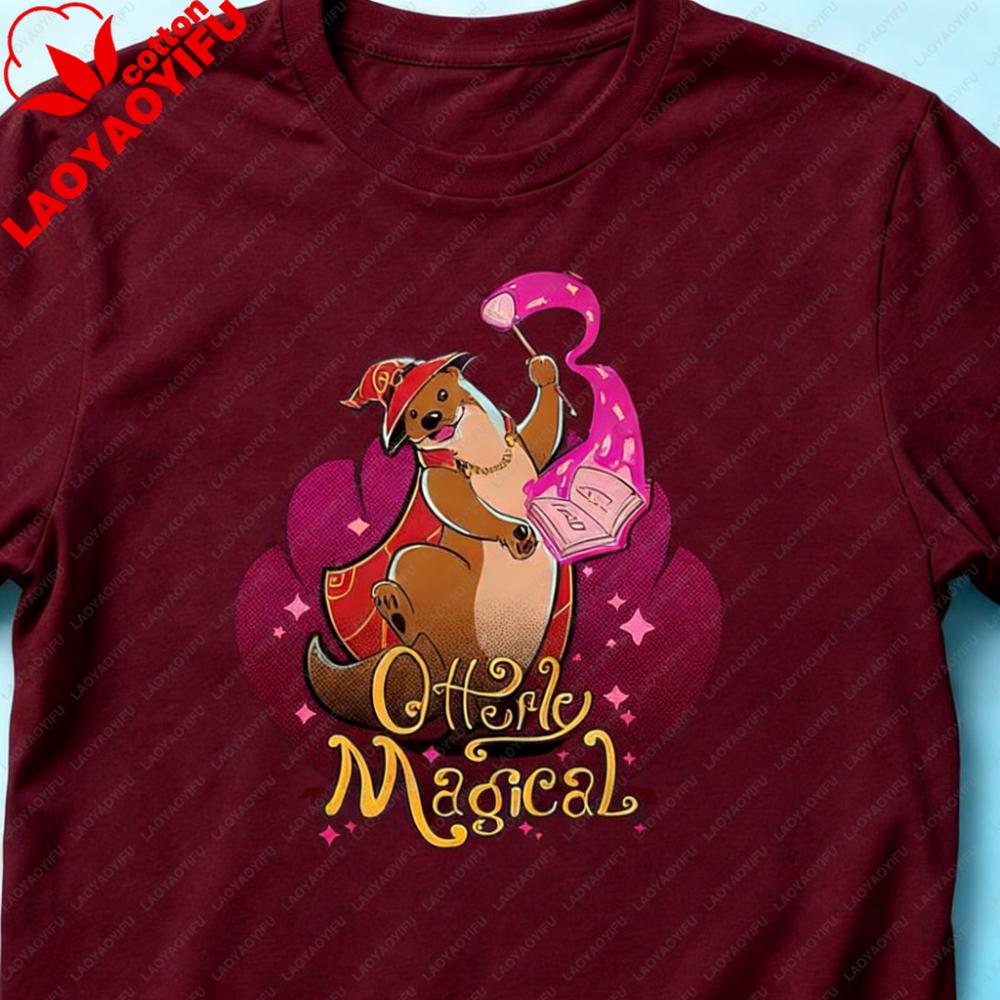 Otterly Magical T-Shirt Funny Cute Enchanter Otter Creative Design Tshirt Unique Magic Enthusiast Shirt Menunisex Fashion Tops