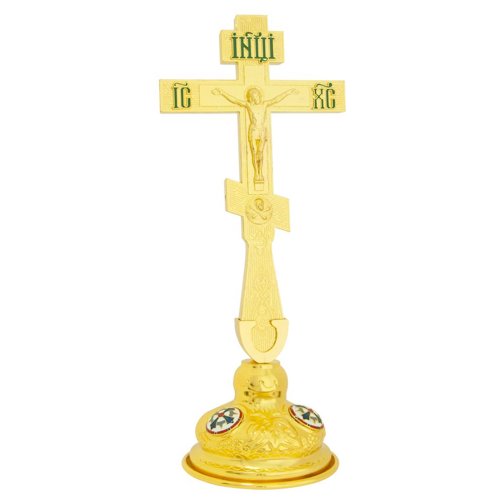 Orthodoxe Kerkleverancier Altaar Jezuskruis met Voet Verguld Kleurrijk Emaille Decor Bisschop Pastor Religie Cadeau