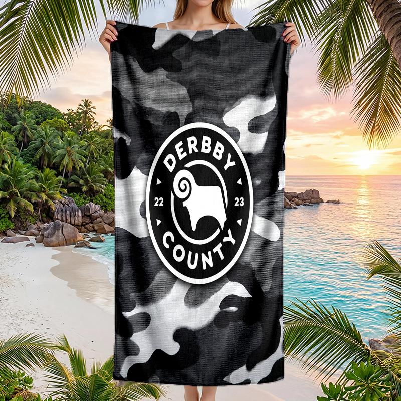 Toalla de Playa de Fútbol Derby County Suave Microfibra Toalla de Verano Secado Rápido Absorbente para Playa Piscina Viaje