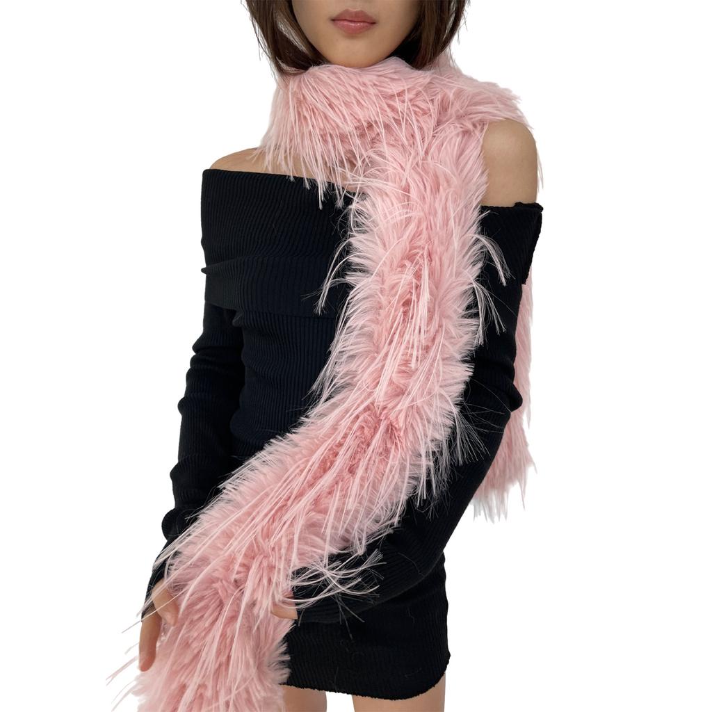 Solid Color Furry Furs Scarf for Adult Long Plush Neck Scarf for Cold Weather Offices Neck Warmer Formal Collar Shawl