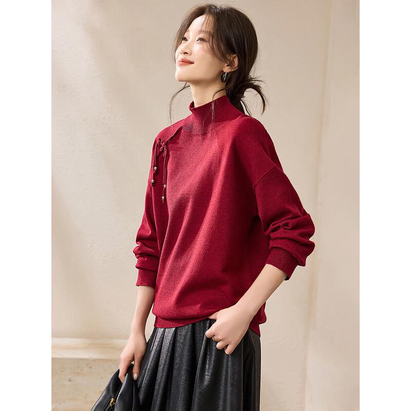 Women s New Chinese Style High Collar Knit Sweater M