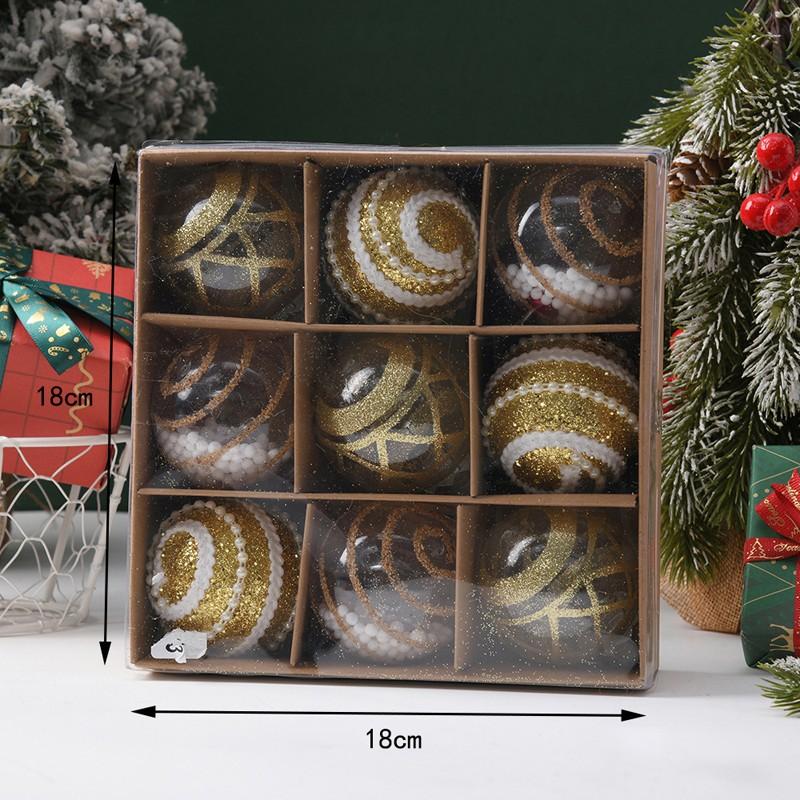 9Pcs/box Golden Christmas Ball Decor Christmas Tree Ornaments Christmas Ball Suit Shatterproof Flash Hanging Balls Decor New