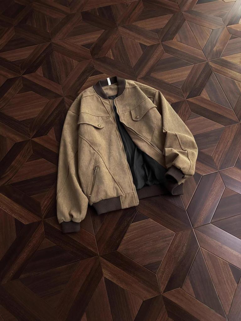 2025 Unisex Herbst/Winter Amerikanische Retro Harrington Jacke - Ausgewaschener Trendiger Lockere Passform für Lässige Frühjahrs-/Herbstkleidung