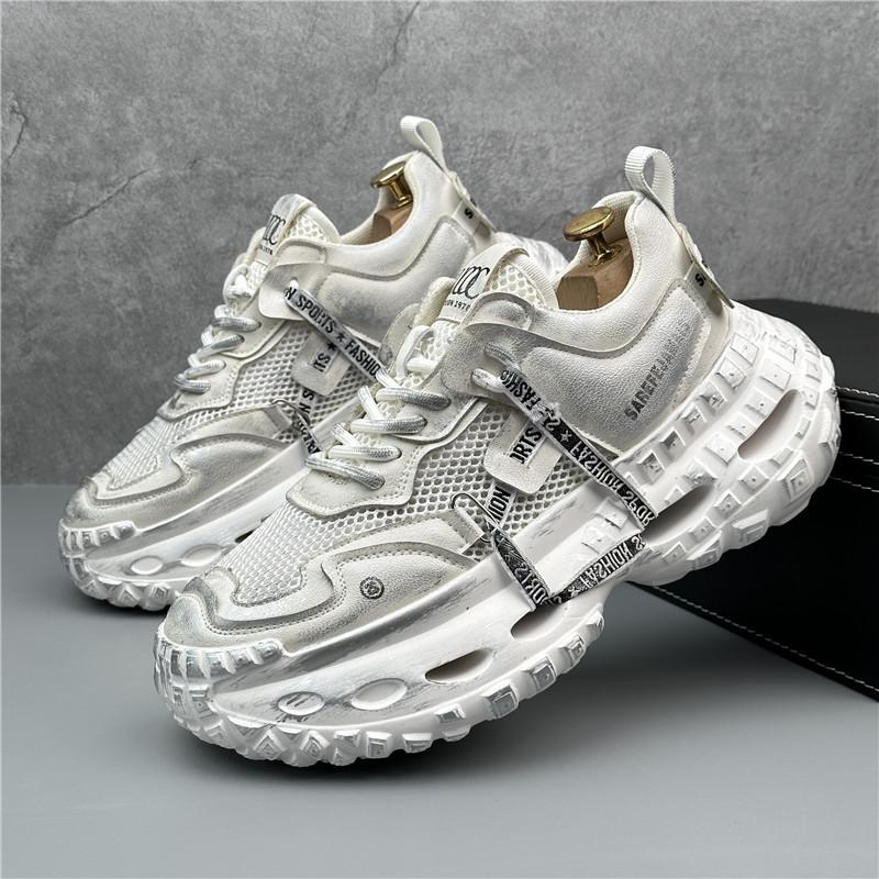 Chunky Sneaker Men Designer Tire Sole Running Shoes Fashion Casual Leather Mesh Breathable Height Increased Platform Sport Shoes